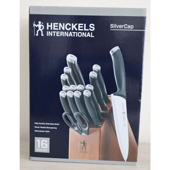 Henckels International SilverCap 16-Piece Knife Block Set - Brown - Picture 1 of 5